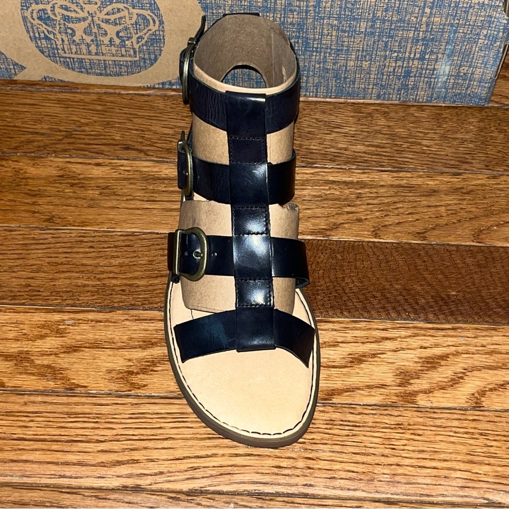 Born Haidee Leather Comfort Gladiator Sandals Black Straps & Tan Sole Women’s 6 - Picture 5 of 10